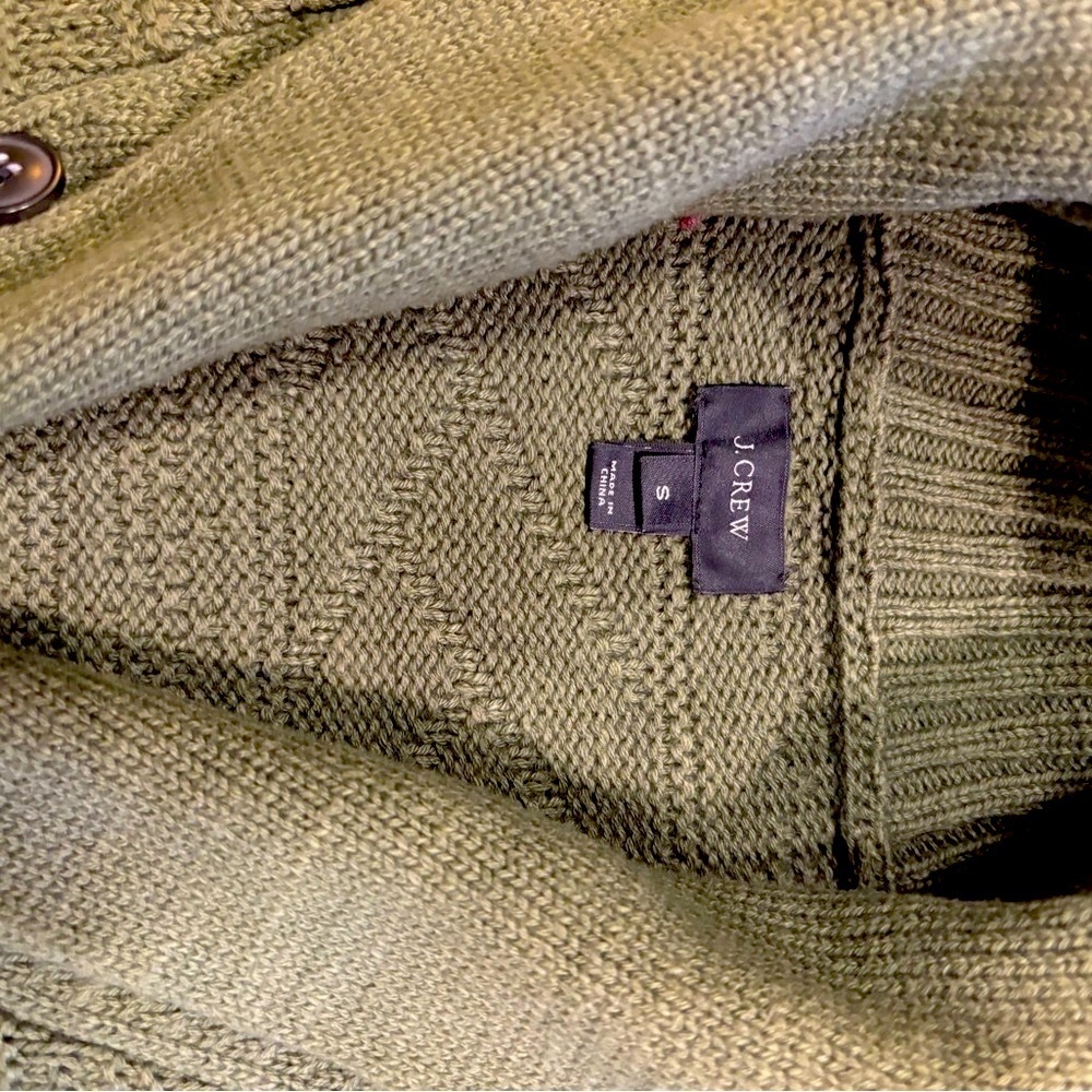 J. Crew Men's Green Shawl Collared Cardigan